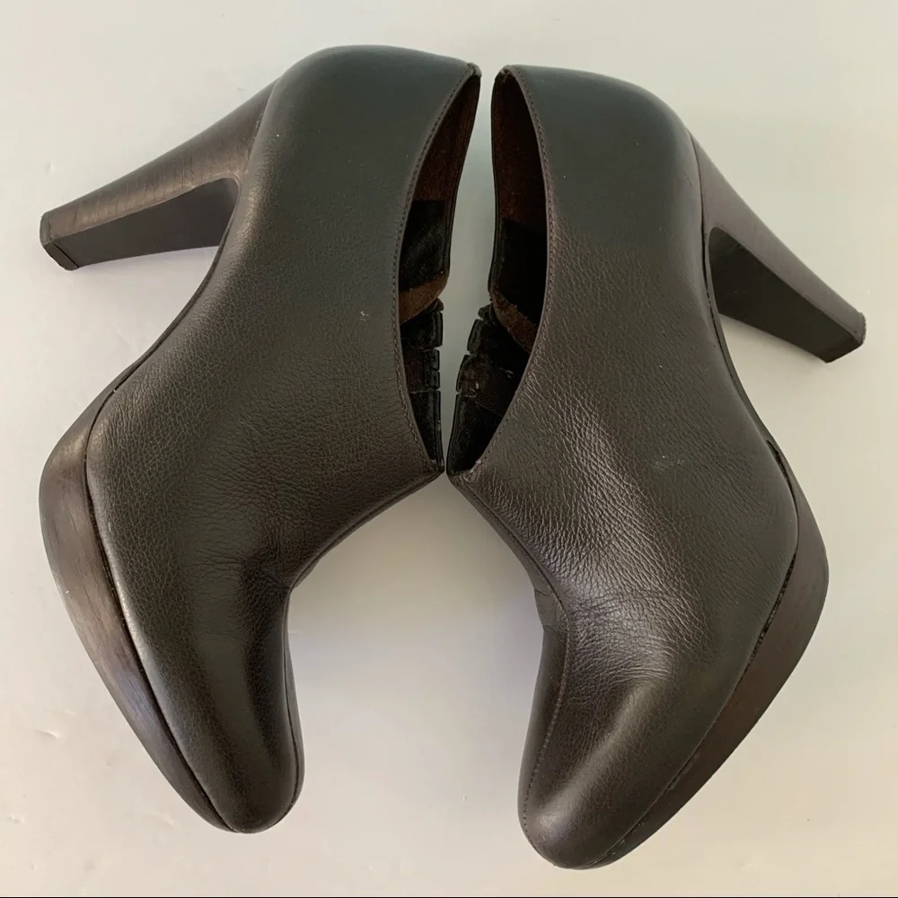 Matisse Booties Brown Leather Platform High Heel Inside Zipper 8.5M